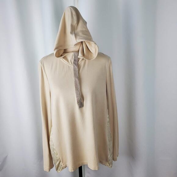 Perse By Carlisle Silk Pullover Hoodie Sweater Beige - Size 10 - Picture 2 of 12
